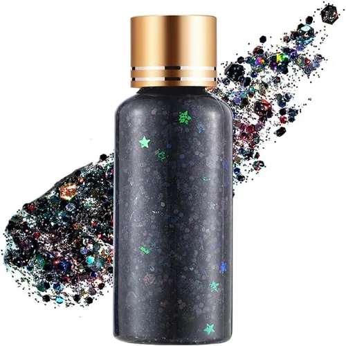 Vista 15 de Gel con purpurina para el cabello de cara y cuerpo azul para mujeres y niños, lentejuelas holográficas monocromáticas de sirena, maquillaje