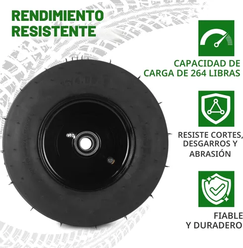 Vista 4 de AR-PRO (Paquete de 2) neumáticos y ruedas de 11 x 4.00-5, neumático de cortacésped de 11 x 4-5 (4 capas) y llanta con cámara, cubo centrado de 3.4