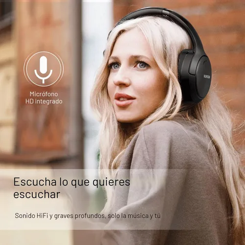 Vista 7 de RUNOLIM - Audífonos híbridos con cancelación activa de ruido, inalámbricos con Bluetooth, con micrófono, 70 horas de reproducción, plegables