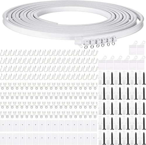 Vista 12 de Jetec Riel de cortina flexible para techo, riel flexible flexible para colgar en la pared, para sala de estar, dormitorio, barra divisora RV