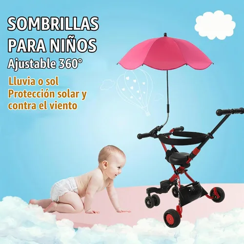 Vista 3 de ALASSE Cochecito paraguas para niños pequeños, cochecito de bebé con abrazadera ajustable, sombrilla para niños con protección UV, paraguas de 8