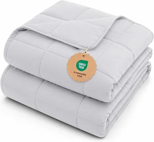 Vista 24 de L'AGRATY Manta con peso de 5 libras, para regazo, manta pequeña y portátil para adultos, refrescante, para viajar, relajarse y dormir, para todas