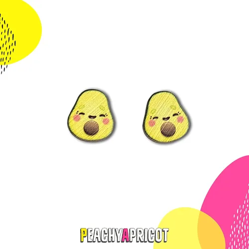 Vista 5 de PeachyApricot Cute Kawaii Avocado Stud Earrings Jewelry