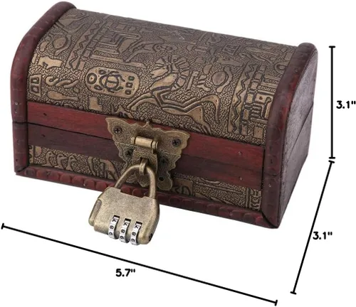 Vista 10 de Estink Caja de almacenamiento de joyería de madera vintage europea clásica caja de madera del tesoro caja del cofre del tesoro caja de la baratija
