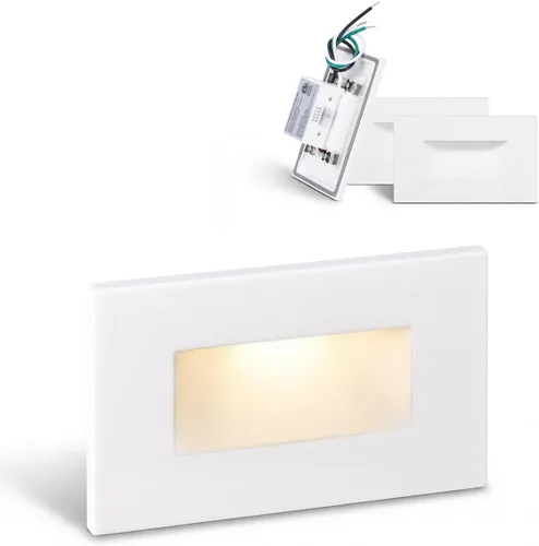 Vista 12 de LEONLITE - Luces LED para escalones de 3CCT 120V, 3.5W 110LM regulables del 5% al 100%, impermeables para interiores y exteriores, verticales, luz