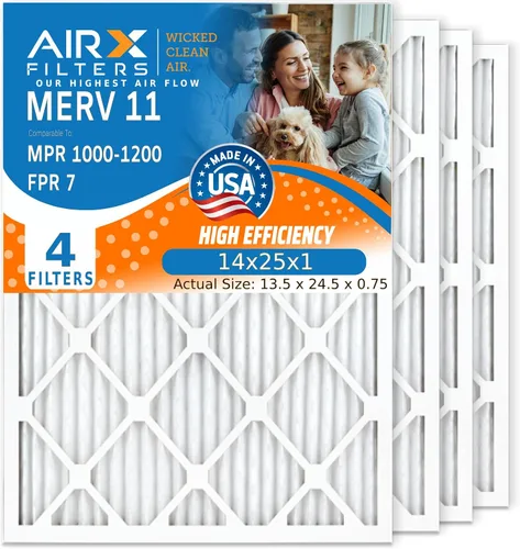 Vista 11 de AIRX FILTERS WICKED CLEAN AIR. Filtro de aire 10x20x1 MERV 11 electrostático plisado filtro de aire acondicionado paquete de 4 filtros de horno HVAC