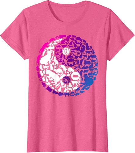 Vista 41 de Cute Kitty Cats and Zen Spirit Peace & Love Yin Yang - Camiseta de gato Negro
