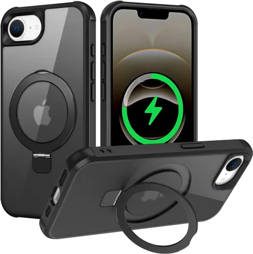 Vista 147 de CHAOFEnG Funda magnética compatible con iPhone 11 con soporte, prueba de caídas de grado militar, compatible con imán, anillo translúcido, parte