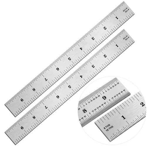 Vista 11 de EBOOT 2 Pcs Stainless Steel Ruler Machinist Engineer Ruler with Markings 1/8, 1/16, 1/32, 1/64 Inch for Engineering, School, Office, Architect, and