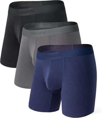Vista 13 de Separatec - Calzoncillos tipo bóxer para hombres con bolsillo, de rayón de bambú que absorbe la humedad, ropa interior transpirable para hombres A1