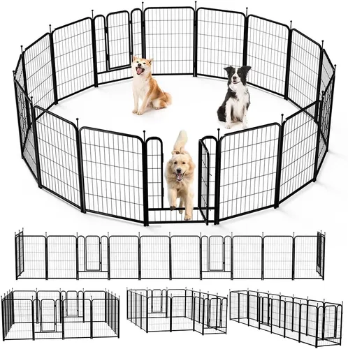 Vista 8 de PawGiant Parque Vallado para Perros 24"/32"/40" Interior Exterior para Perros Pequeños/Medianos/Grandes, Puerta de Cercado de Ejercicio de Metal