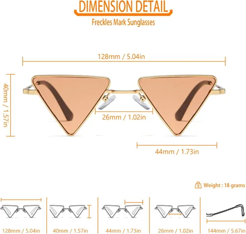 Vista 3 de Luz Triangular Pequeñas Gafas De Sol Hippie Marco Metal Tinted Lente Colorida F3184