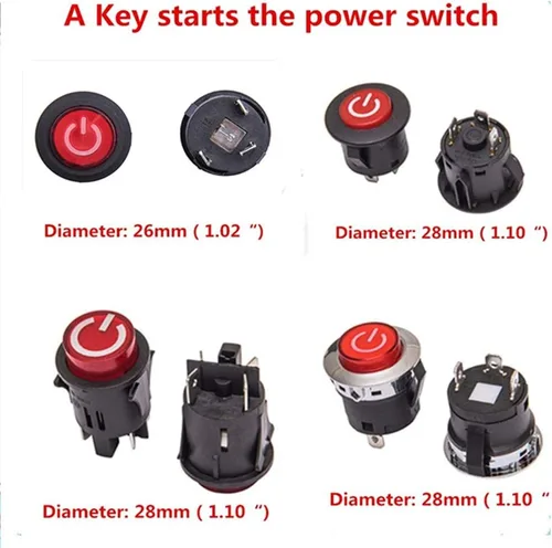 Vista 3 de Accesorio de repuesto para interruptor de arranque de botón de encendido, para 20A 12VDC aplicable con vehículos eléctricos para niños
