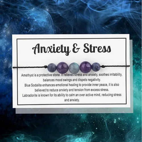 Vista 7 de Caiyao Pulsera de cristal curativo para mujeres y hombres, pulsera de cuentas de cristal curativo con ojo de tigre, amatista de 7 chakras, pulsera