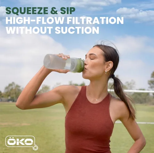 Vista 6 de ÖKO H2O - Botella de agua de filtración con filtro avanzado de electroadsorción, botella de filtro de agua portátil para viajes, senderismo y sobre