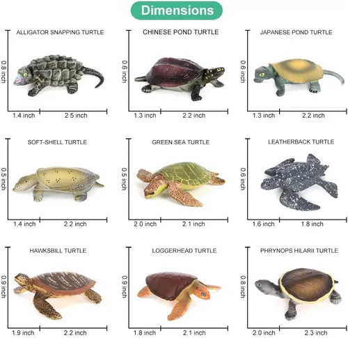 Vista 2 de Volnau Mini figuras de tortugas marinas, 14 piezas, figuras de animales para jardín de infantes, niños, criatura marina del océano, paquete