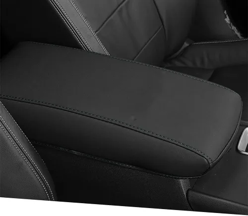 Vista 75 de Great-luck Funda de cuero para consola central, almohadilla para reposabrazos, accesorios de cubierta de caja (costuras rojas) para BMW X1 2023 2024