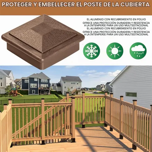 Vista 7 de Tapas para postes, soporte de poste de madera de 4 x 4 pulgadas (real 3.5 x 3.5 pulgadas), cubierta de plástico impermeable para postes de madera
