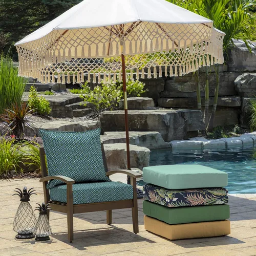 Vista 6 de Arden - Juego de cojines de asiento profundo para exteriores, 22x24, Alana Tile