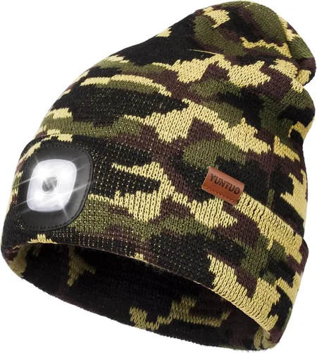 Vista 14 de Gorro LED con la luz, unisex, linterna frontal recargable por USB, gorro de punto de invierno, regalos para hombres, papá, esposo, él Azul Oscuro