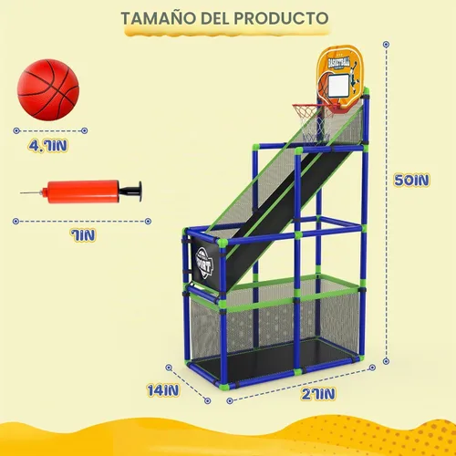 Vista 7 de EagleStone Aro de baloncesto arcade ajustable con retorno de pelota para Azul y amarillo