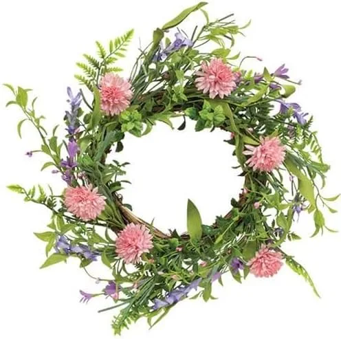 Vista 12 de First of a kind Corona de primavera y eucalipto rosa, rubor y blanco (20 pulgadas) – Corona de primavera artificial al aire libre para puerta