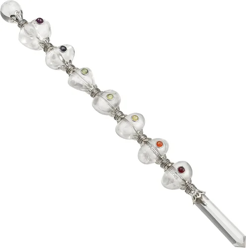 Vista 16 de Amazing Gemstone Varita de cristal para chakras, varitas de cristal curativo, brujería, varita de cristal de Merkaba para meditación, brujería