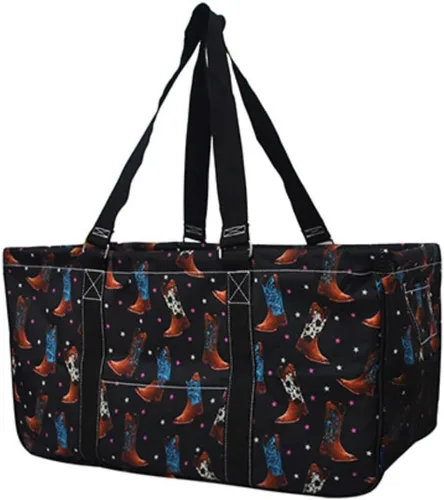 Vista 103 de NGIL Bolsa de comestibles reutilizable extra grande plegable de gran tamaño para comestibles, almacenamiento, picnic, playa, Estampado de vaca