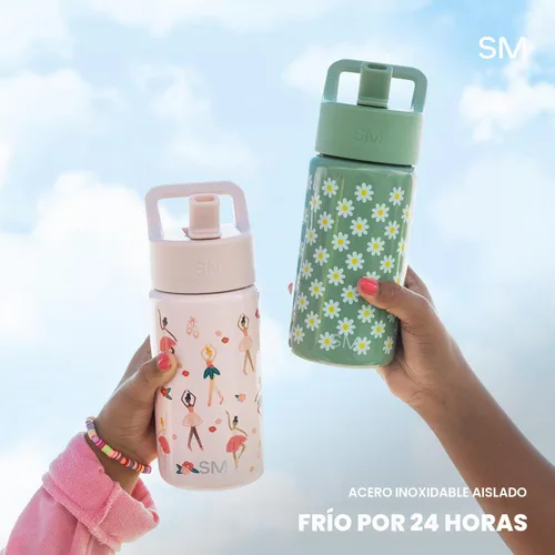 Vista 4 de Simple Modern - Botella de agua para niños y vaso para niños pequeños, 14 onzas, lazos Insulated Stainless Steel Toddler Water Bottle, Kids