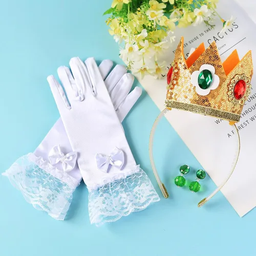 Vista 5 de Pendientes de corona de princesa, guantes, accesorios de disfraz de Halloween