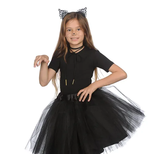 Vista 6 de Funcredible Juego de diadema y gargantilla de encaje con orejas de gato Diadema de orejas de gato con gargantilla Orejas Neko de anime de gatito