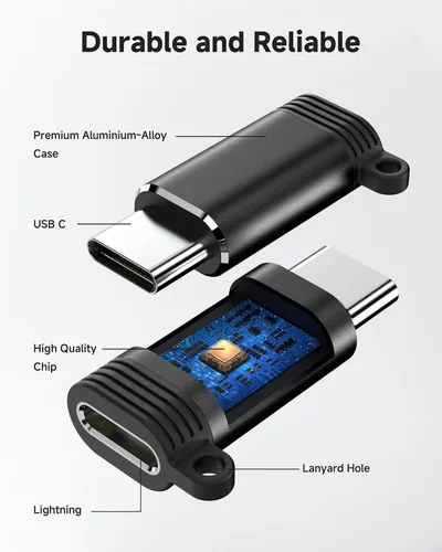 Vista 5 de Paquete de 4 adaptadores Lightning a USB C para iPhone 15/16 Pro Max/Plus, Samsung S24, iPad Air, carga rápida y transferencia de datos, cable