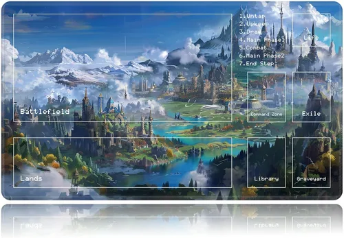 Vista 71 de Tapete de juego para MTG, tapete de juego de cartas, base de goma antideslizante y cosido, 24 x 14 pulgadas, tapete de juego TCG para MTG y otros
