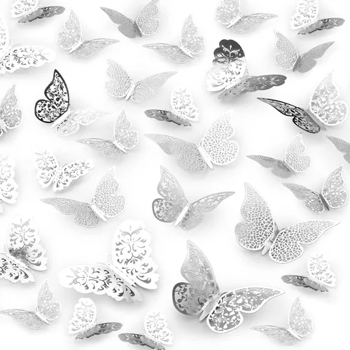 Vista 16 de Zulay Home Decoración de pared de mariposa 3D, 24 piezas con 3 tamaños diferentes, decoraciones extraíbles para habitación, cumpleaños, fiestas