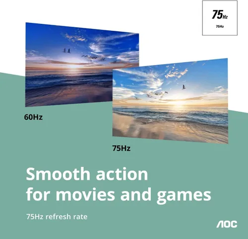 Vista 4 de AOC 24B2XH - Monitor IPS Full HD de 24 pulgadas, entradas HDMI y VGA ultradelgadas de 3 lados y sin marco, modo Lowblue, compatible con VESA, negro