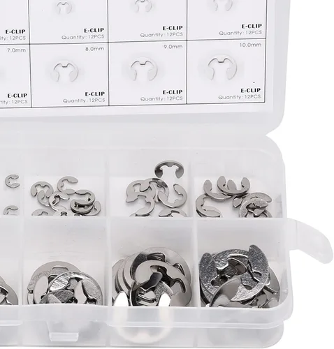 Vista 8 de Gaeirt Arandela de clip E, anillos de presión E Clip E Clip Circlip Surtido Kit de acero inoxidable premium para ejes y otras piezas móviles