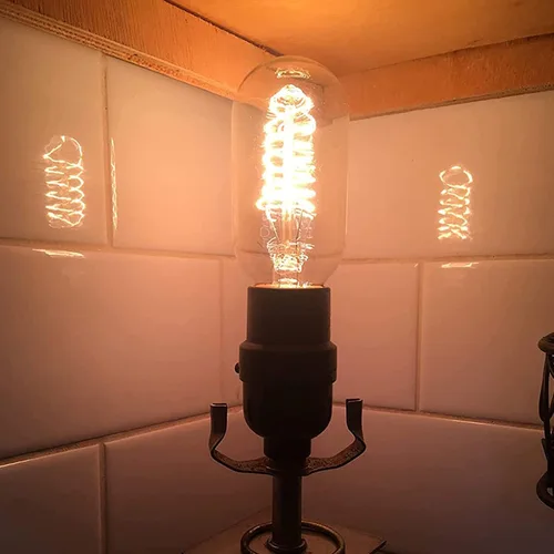 Vista 4 de Bombillas Edison T45, 40 W regulables, 2700 K blanco cálido, base incandescente E26/E27, 110-130 V, filamento de jaula de ardilla, decoración