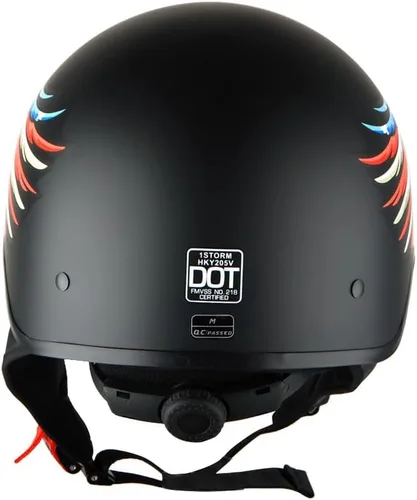Vista 5 de 1Storm Casco de media cara para motocicleta, ciclomotores, scooter, piloto con visera ahumada interior retráctil
