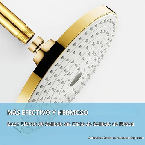 Vista 2 de OFFO Brazo de ducha con brida, oro brillante de 3 pulgadas, cabezal de ducha de lluvia de repuesto, brazo recto, montado en techo para cabezal
