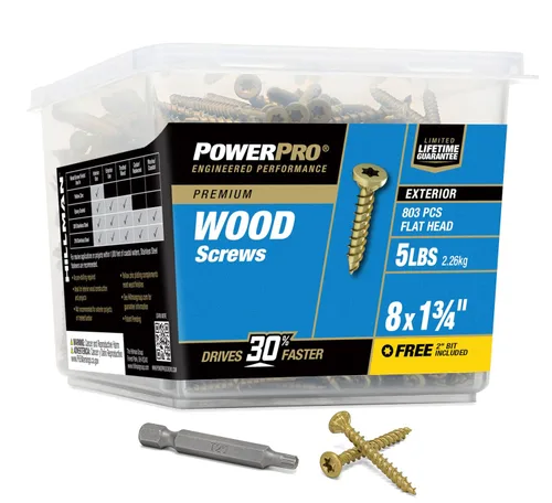 Vista 21 de Power Pro Tornillos de madera para exteriores de alta calidad, tornillos de cubierta multiusos #8 x 1-1/4 pulgadas para proyectos al aire libre