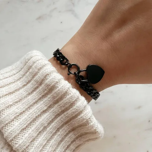 Vista 4 de MVMT Pulsera de cadena de corazón grueso para mujer