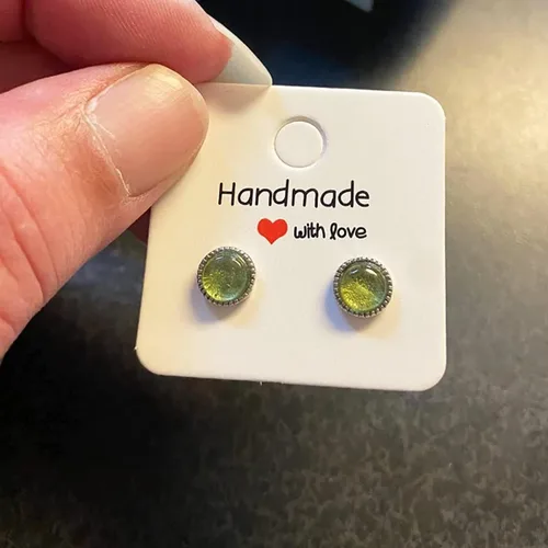 Vista 6 de Green Peridot Sterling Silver Studs Earrings for Her