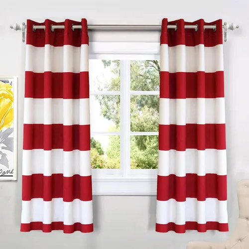 Vista 11 de DriftAway Cortinas negras con rayas para oscurecimiento de habitación, cortinas con ojales clásicas de rayas horizontales para dormitorio, sala