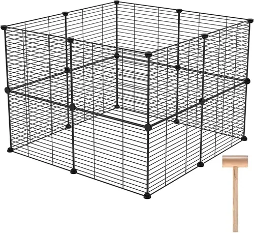 Vista 9 de C&AHOME Corralito para mascotas, suministros para animales pequeños, 12 paneles de jaula de corrales de ejercicio, rejillas C, valla portátil