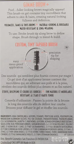 Vista 3 de Benefit Benefit Gimme Brow+ Gel de fibra voluminizadora Gimme Brow+ #1 Light, 0.1 onzas fluidas
