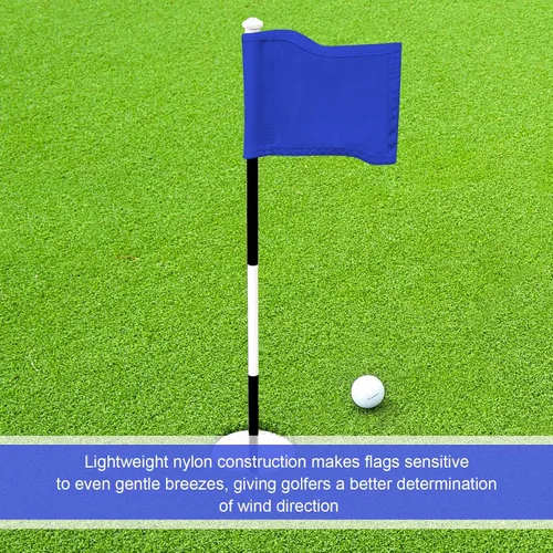 Vista 2 de Oudain 6 banderas de golf con tubo insertado, impermeable, banderas de golf de nailon 420D, banderas de mini pin para patio, interior, exterior Azul