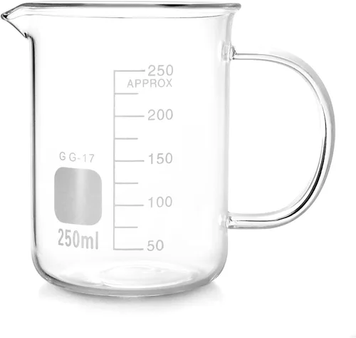 Vista 8 de QWORK Vaso con asa, taza medidora de 3.4 fl oz, vidrio de borosilicato, taza con boquilla de vertido, paquete de 2