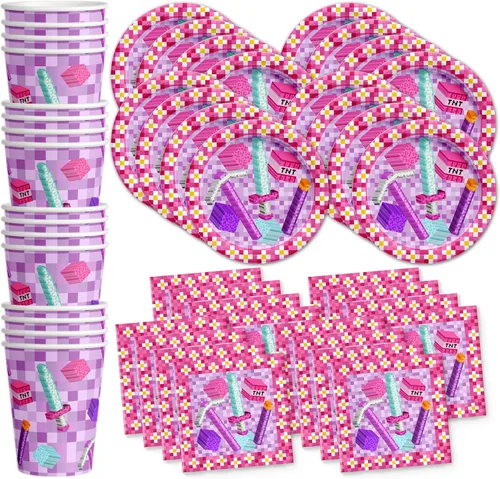 Vista 12 de Jump! Bounce House - Juego de suministros de fiesta para trampolín, platos, servilletas, vasos, kit de vajilla para 16