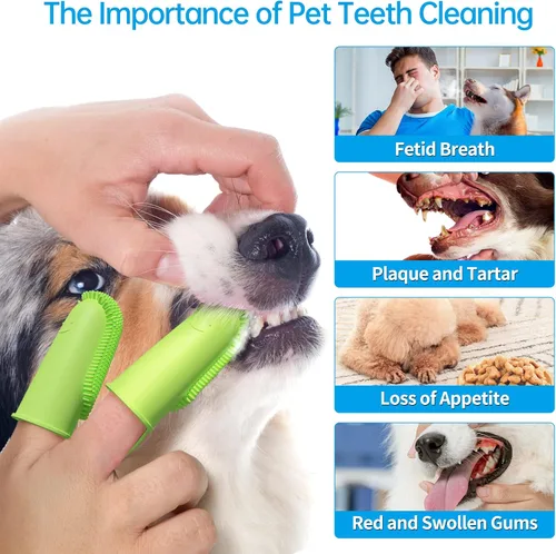 Vista 3 de Paquete de 2 cepillos de dientes para perro, cerdas envolventes de 135º para facilitar la limpieza de los dientes, cepillo de dientes