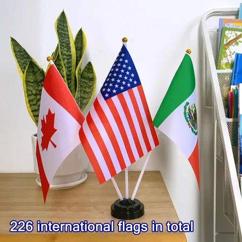 Vista 5 de 226 banderas internacionales del mundo pequeñas banderas de mano en palo, banderas de todos los países, 8.2 x 5.5 pulgadas